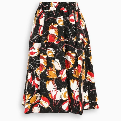 Shop Marni Black Tulip-print Shirt In Multicolor