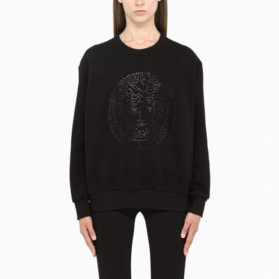 Shop Versace Black Crystal-embellished Medusa Sweatshirt