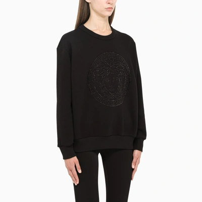 Shop Versace Black Crystal-embellished Medusa Sweatshirt