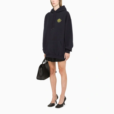 BALENCIAGA BLUE EMBROIDERED OVERSIZED HOODIE 578135TLV60-J-BALEN-4140