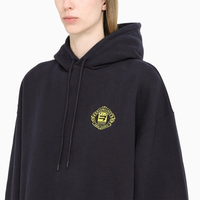 Shop Balenciaga Blue Embroidered Oversized Hoodie