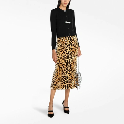 Shop Miu Miu Leopard Print Skirt In Beige