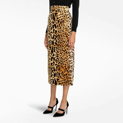 Shop Miu Miu Leopard Print Skirt In Beige