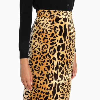 Shop Miu Miu Leopard Print Skirt In Beige