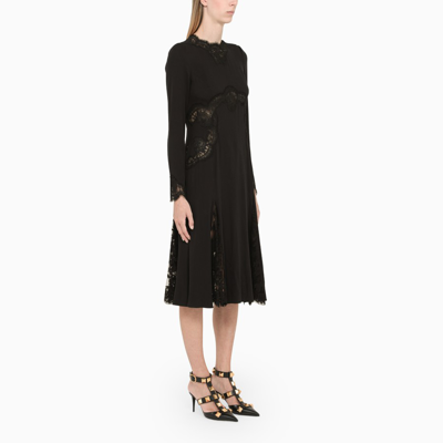 Shop Dolce & Gabbana Black Midi Dress With Lace Details