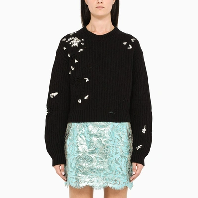 Shop Dsquared2 Black Pullover With Silver Colour Stones