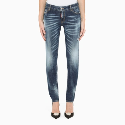 Shop Dsquared2 Distressed Faded Blue Skinny Jeans