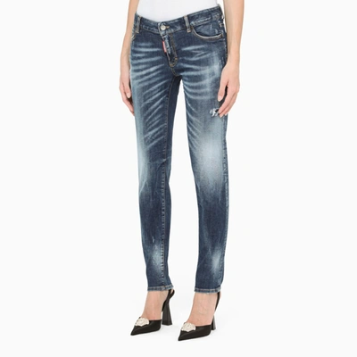 Shop Dsquared2 Distressed Faded Blue Skinny Jeans