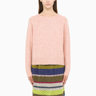 Samsoe & Samsoe Pink Wool Crewneck Sweater In Pink
