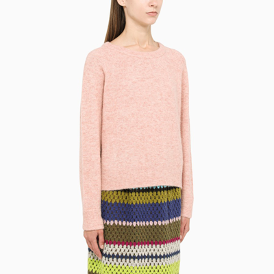 Samsoe & Samsoe Pink Wool Crewneck Sweater In Pink