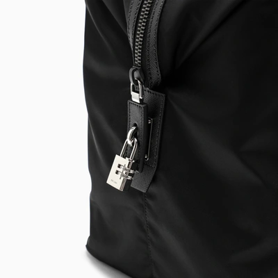 Shop Prada Black Re-nylon And Saffiano Duffle Bag