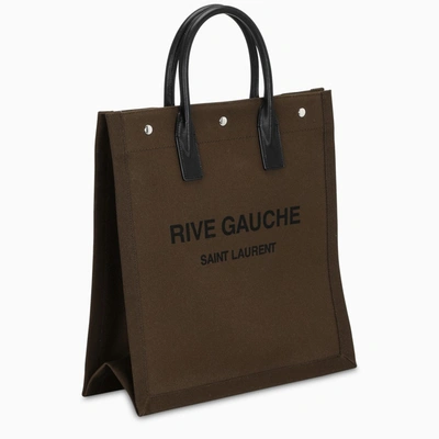 Shop Saint Laurent Black/dark Khaki Rive Gauche N/s Bag In Green