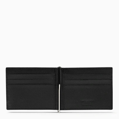 Shop Saint Laurent Black Metal-clip Credit Card Holder