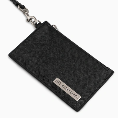 Shop Balenciaga Black Cash Card Holder With Strap