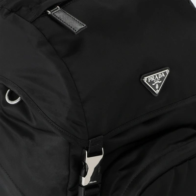 Shop Prada Black Nylon Backpack With Snap Closure