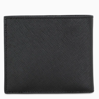 Shop Prada Black Leather Wallet With Coin Holder