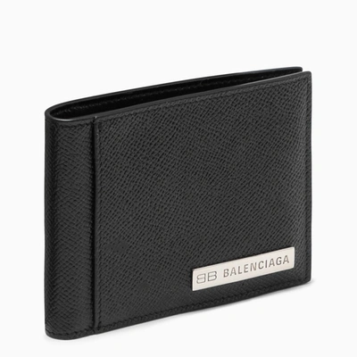 Shop Balenciaga Black Logo-plaque Bi-fold Wallet
