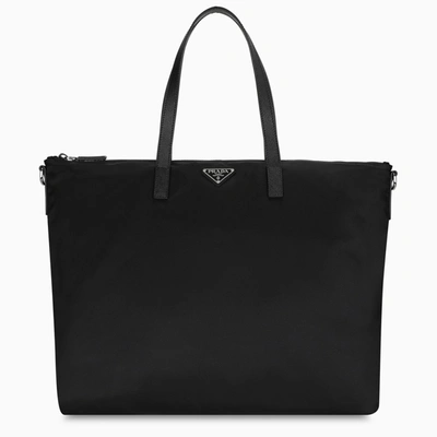 Shop Prada Black Nylon Tote Bag