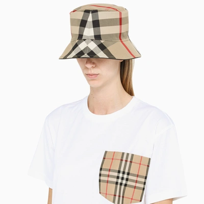 Shop Burberry Vintage Check Reversible Bucket Hat In Beige