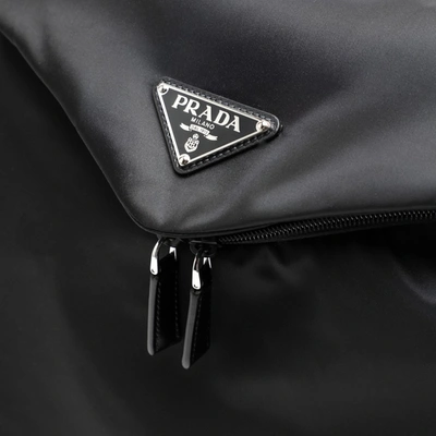 Shop Prada Black Re-nylon And Leather Backpack