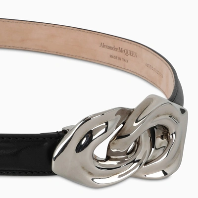 Shop Alexander Mcqueen Black Belt With Silver Buckle