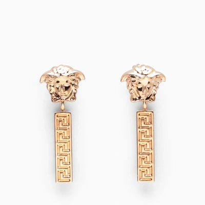 Shop Versace Greca Drop Earrings In Metal