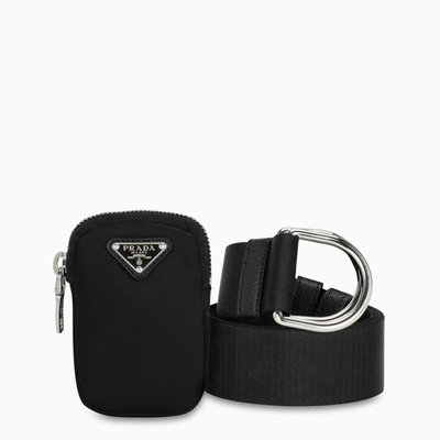 Shop Prada Black Belt With Mini Pouch