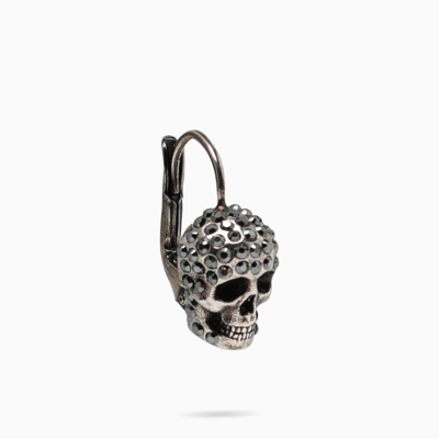 Shop Alexander Mcqueen Silver-tone Skull Earrings In Metal