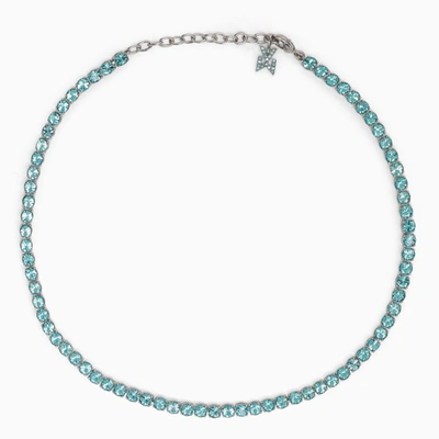 Shop Amina Muaddi Aqua Crystals Necklace In Light Blue