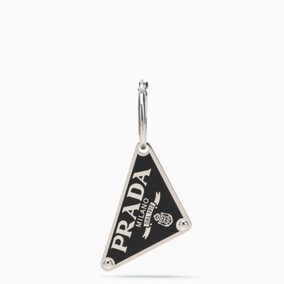 Shop Prada Black Triangle Logo Earring Sx