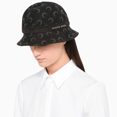 Shop Marine Serre Black Cap With Contrasting Logo