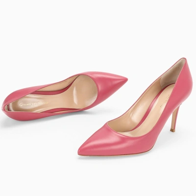 Shop Gianvito Rossi Dark Pink Leather Pumps In Red