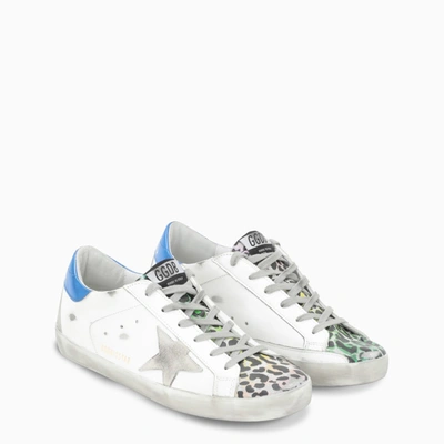 Shop Golden Goose White Leopard Print Superstar Sneakers In Multicolor