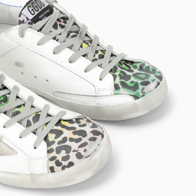 Shop Golden Goose White Leopard Print Superstar Sneakers In Multicolor