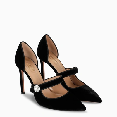 Shop Aquazzura Black Velvet Pumps