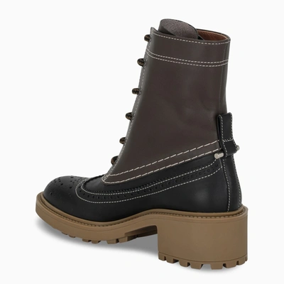 Shop Chloé Black/brown Lace-up Ankle Boots