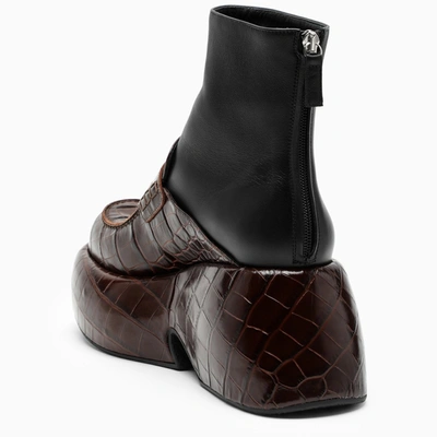 Shop Loewe Brown/black Wedge Ankle Boots In Burgundy
