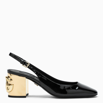 Shop Dolce & Gabbana Black Pumps With Gold Dg Heel