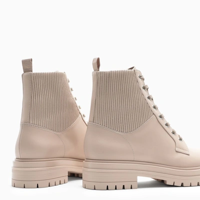 Shop Gianvito Rossi Ivory Leather Lace-up Boots In Brown