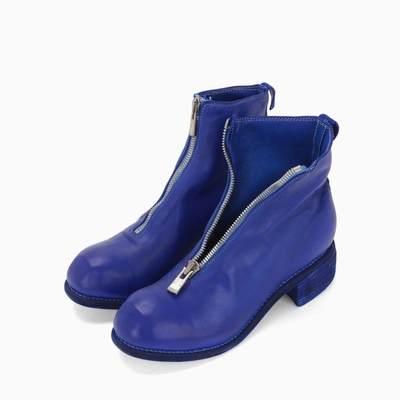 Shop Guidi Blue Leather Low Boots