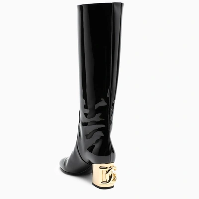 Shop Dolce & Gabbana Black Patent Leather Dg High Boots