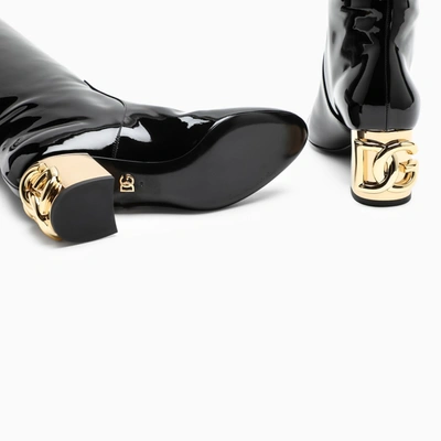 Shop Dolce & Gabbana Black Patent Leather Dg High Boots