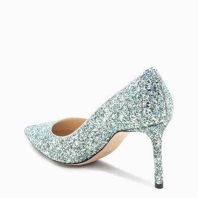 Shop Jimmy Choo Mint Glitter-embellished Romy Pumps In Green