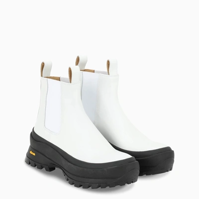Jil Sander Boston Ankle Boots In Leather With Vibram Sole In White