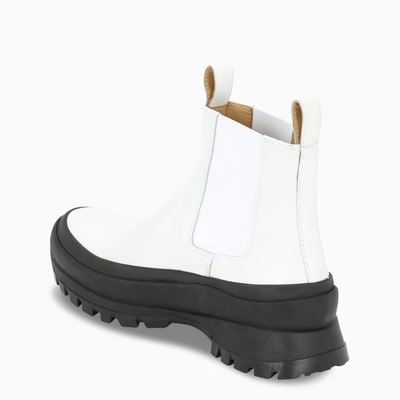 Jil Sander Boston Ankle Boots In Leather With Vibram Sole In White