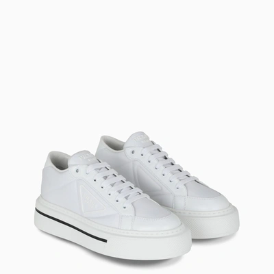 Shop Prada White Leather Sneakers