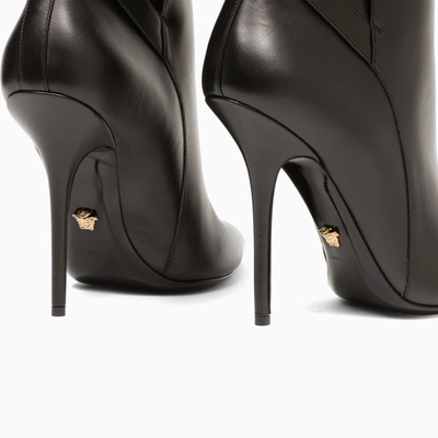 Shop Versace Black Leather Heeled Boots