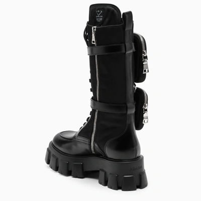 Prada Monolith Pouch Detail Boots In Black | ModeSens