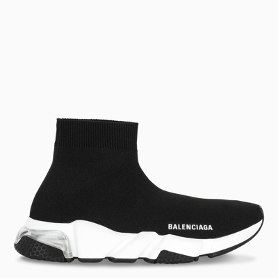 Shop Balenciaga Black/white Speed Clear Sole Sneakers