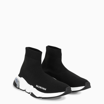 Shop Balenciaga Black/white Speed Clear Sole Sneakers